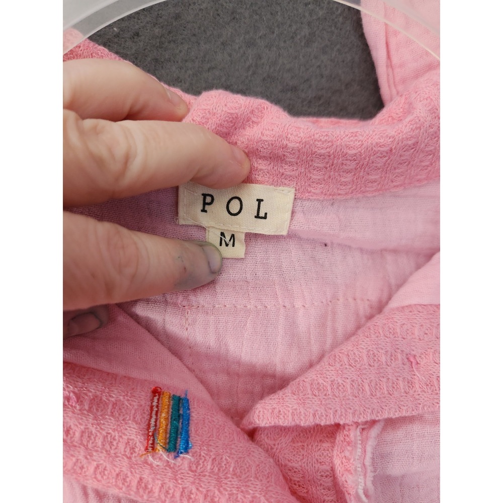 POL‎ | Oversized V-neck Pink Ballon Sleeve Boho Chic Patchwork Tunic Top M Gauze - Picture 11 of 11